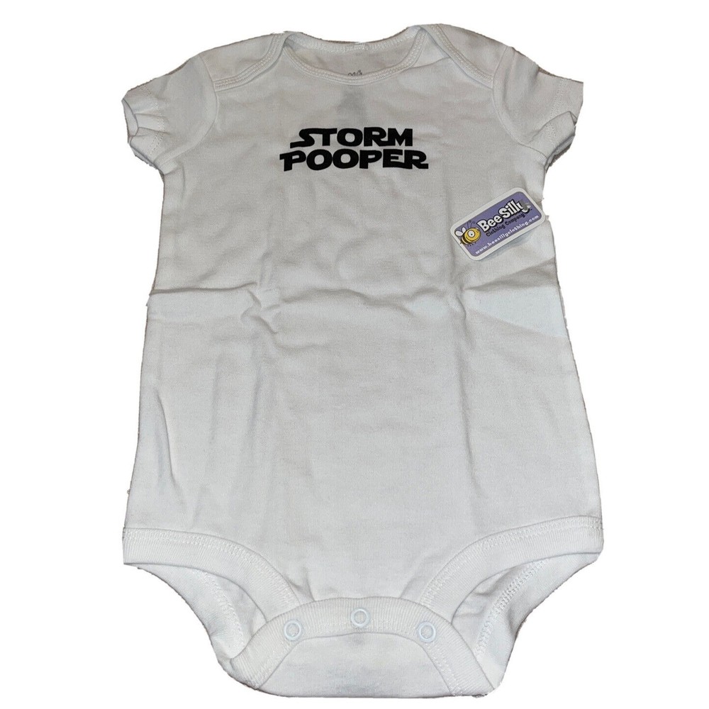 Storm Pooper Infant Baby One-Piece White Romper 12-18 Months NEW With Tags